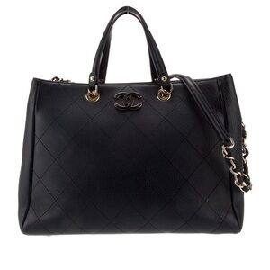 Chanel Black Soft Bullskin Quilted Leather Tote Bag